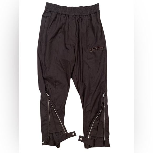 Sevin Kasran Architectural Zip Hem Cropped Utility Pants Brown Pull-On US 4-6 S - Picture 4 of 10